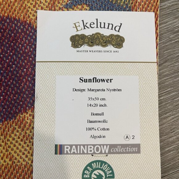 Ekelund 100% Cotton Hand Towel 14 x 20 Sunflower Rainbow Collection - Picture 2 of 3